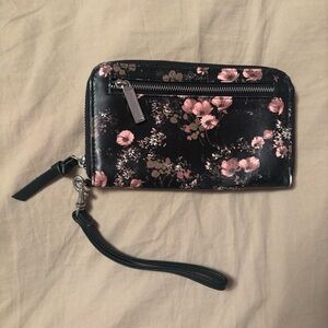 Floral Wristlet Wallet with Zipper